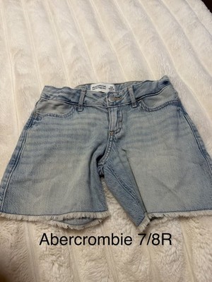 Abercrombie Kids Girls Light Blue Cut-Off Denim Shorts Frayed Hem Size 7/8R