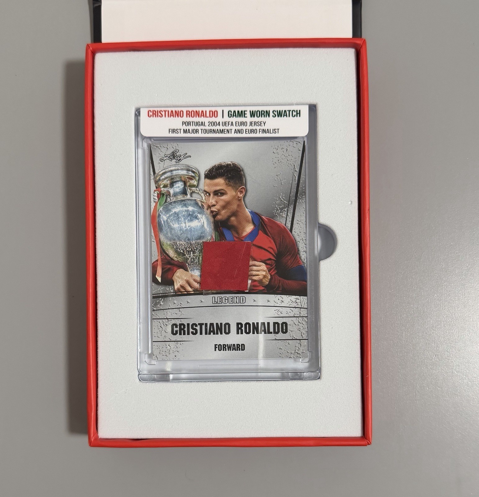 Cristiano Ronaldo 2004 Portugal Euro Match Worn Jersey Swatch Relic Card Box CoA view 2