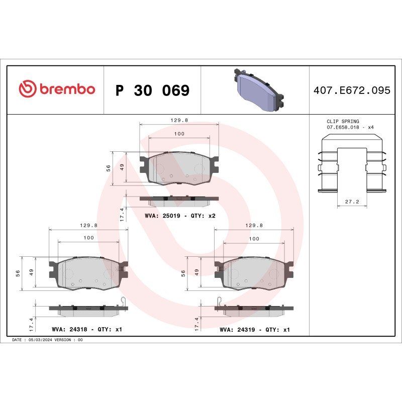 Bremsbelagsatz, Scheibenbremse P 30 069 BREMBO für HYUNDAI i20 I - Bild 4
