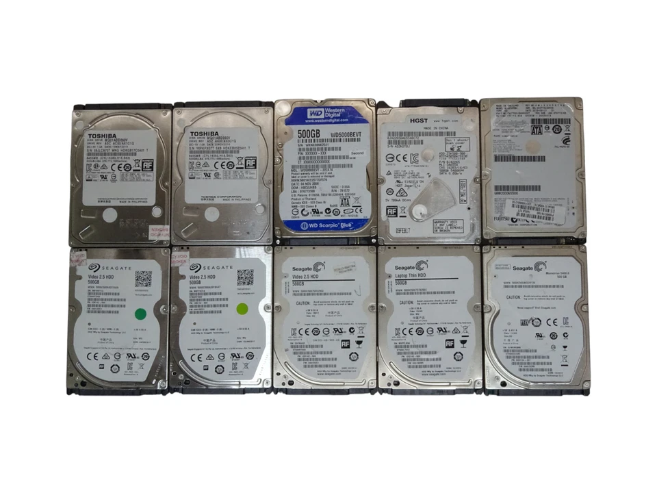 💻 Konvolut 10 diverse 2,5" 500GB SATA HDD Festplatten Bastler Laptop Ersatz 💻