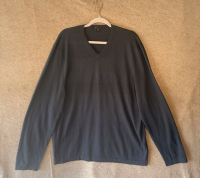 James Perse Cashmere Jumper Sweater Mens Sz 4 US XL Gray V-Neck Lightweight