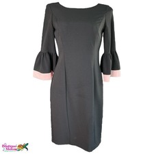 Lauren Ralph Lauren Size 4 Black Pink Bell ¾ Sleeves Knee Length Dress Women