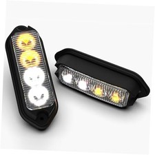 Amber White LED Strobe Lights 4-LED Sync Feature Aluminum Thick Amber White