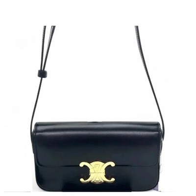 Celine Small Triomphe Shoulder Bag Black Calfskin (zz071626c3r)