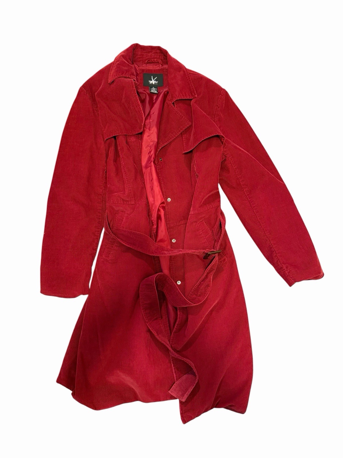 Mossimo Red Mid-Length Collared Button Belted Wom… - image 1