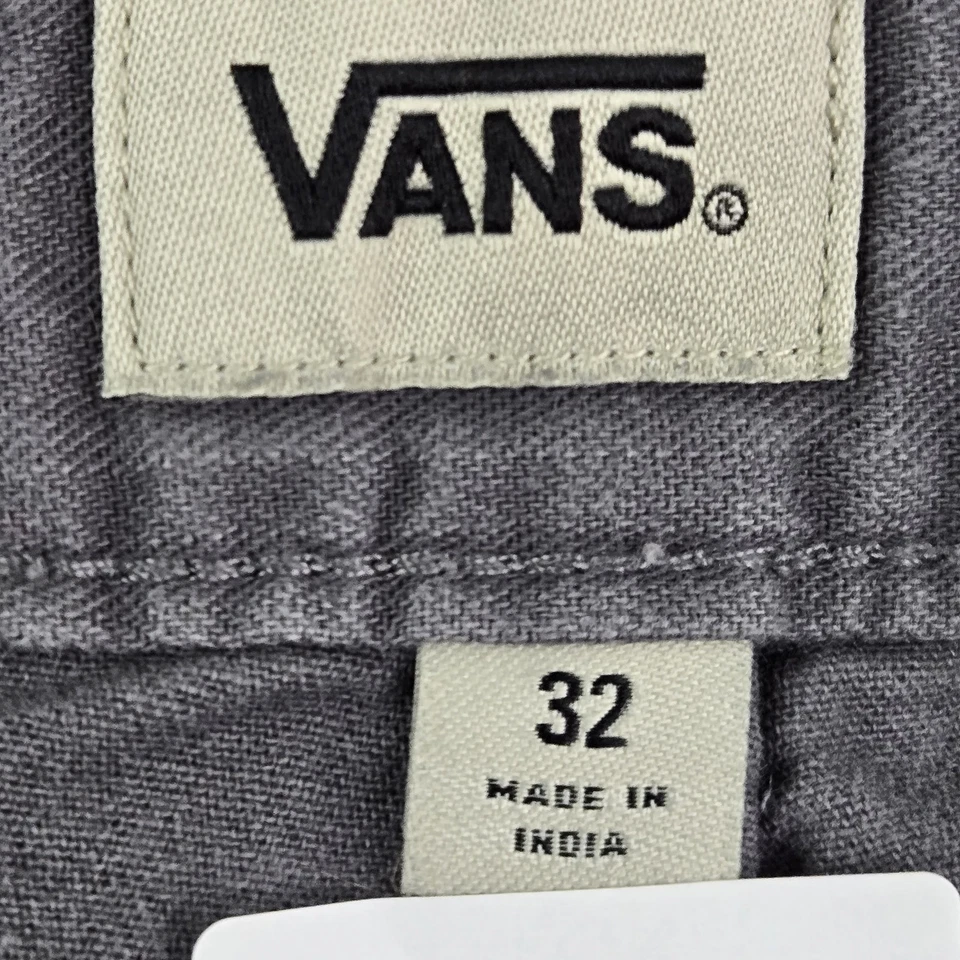 Pantalones Cortos Vans Hombre 32 Gris Botón Carga 10" Entrepierna Exterior Foto 3 de 4