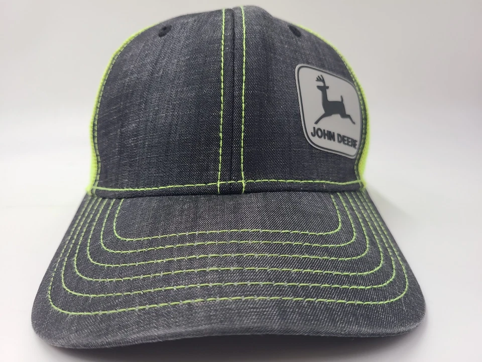 Gorra John Deere Malla Camionero Snapback Granja Hombres Mujeres Negra Verde Neón/Amarillo Foto 2 de 4