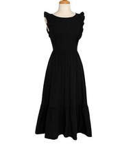 Loft dress medium Black Fit & Flare Midi Ruffle Bottom Wardrobe Staple