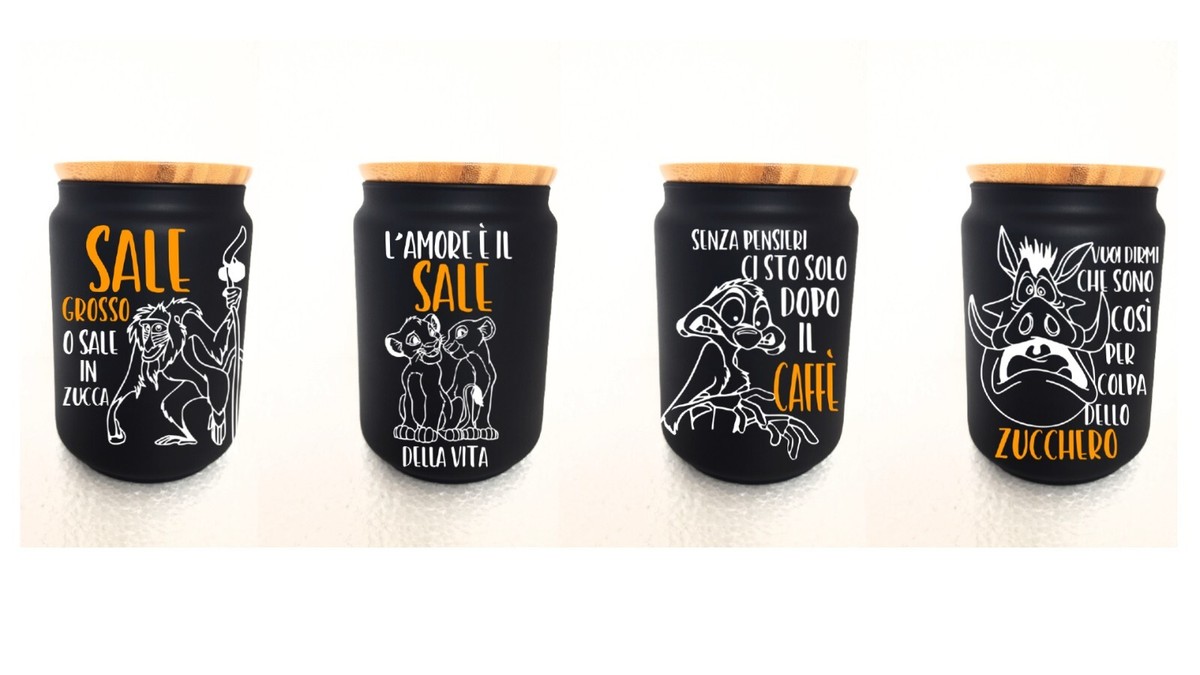 Set 4 Barattoli Vetro 450ml Con Coperchio Bambù, Cucchiaio E Base In Silicone – Per Caffè, Zucchero, Spezie, Legumi - 2