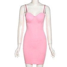 Women Solid Spahgetti Strap Sexy Camisole Cleavage Midnight Party Mini Dress #33