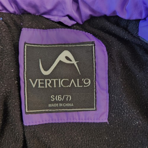Vertical9 Mädchen gefütterte Jacke Wintermantel lila schwarz weiß Small 6/7 Kapuze - Bild 3 von 8