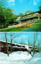 Black Bear Rustic Mountain Lodge Multi View Bolton Vallet VT Chrome Postcard