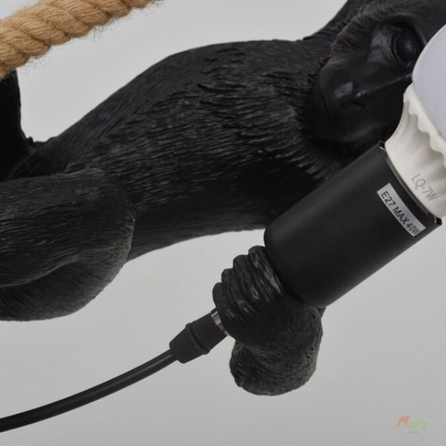 Monkey Pendant Lamp Animal Chandelier Ceiling Hemp Rope Suspension Lights - Picture 6 of 13
