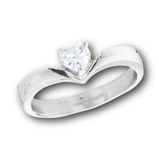 Stainless Steel .50 ct Heart Cut Cubic Zirconia Solitaire Ring