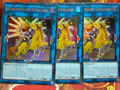 Yugioh Knightmare Unicorn X3 Ultra RA01-EN043 1st NM Playset Alt Art