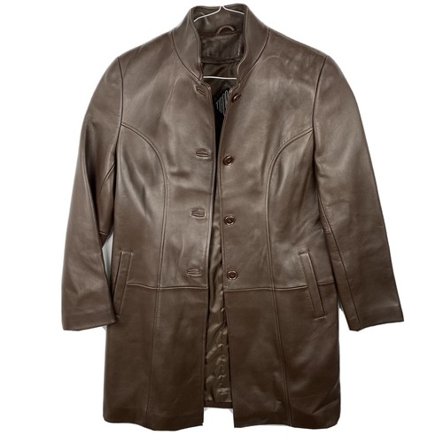 Tiboa Brown Leather Jacket Womens Size 