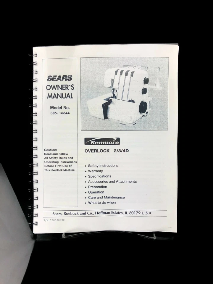Sears Kenmore 385.16644 Overlock 2/3/4D Serger Machine Instructions User Manual - Image 2 of 3