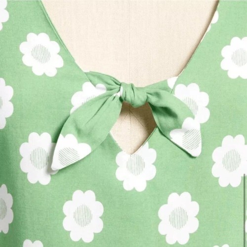 ModCloth Marketing My Words A-Line Dress Green & White Polka Dot Women's Size 10 - Picture 6 of 14