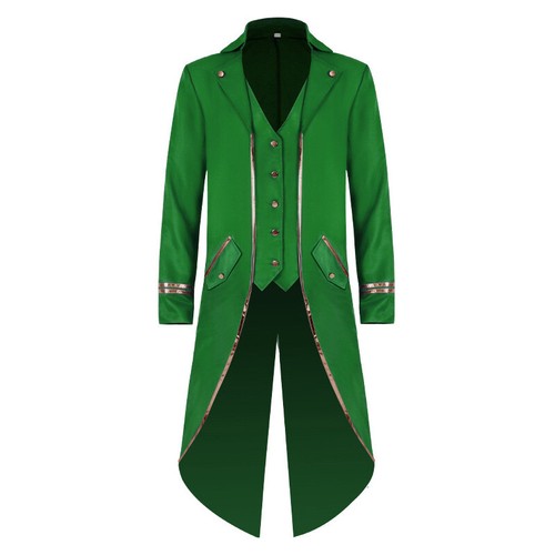 Retro Mens Gothic Jacket Steampunk Tailcoat Long Coat Halloween Medieval Costume - Picture 16 of 18