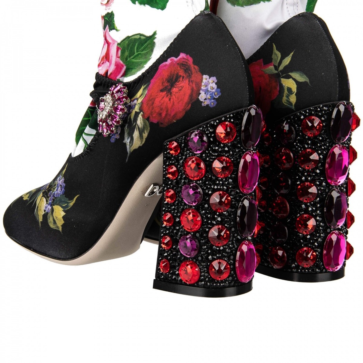 Bottines Dolce & Gabbana Millenials – Cuir Noir/blanc – Strass – Taille 39 – Neuves