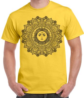 Sun Mandala Hipster Tattoo Large Print Herren T-Shirt