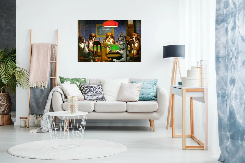 Pokers Dogs Playing Cards C. M. Coolidge Canvas Wall Art Picture Print - Image 2 of 4