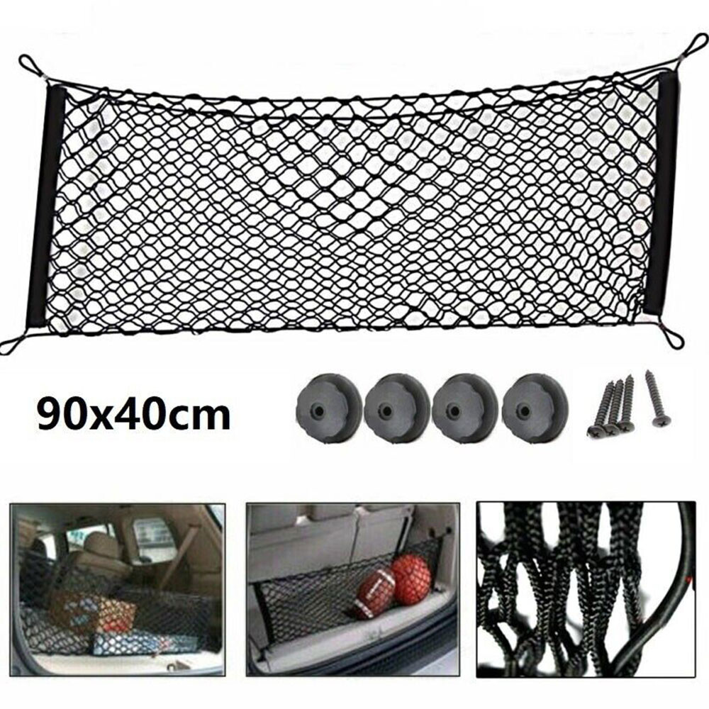 Universal Envelope Style Cargo Trunk Organizer Net with Car Rear Hook