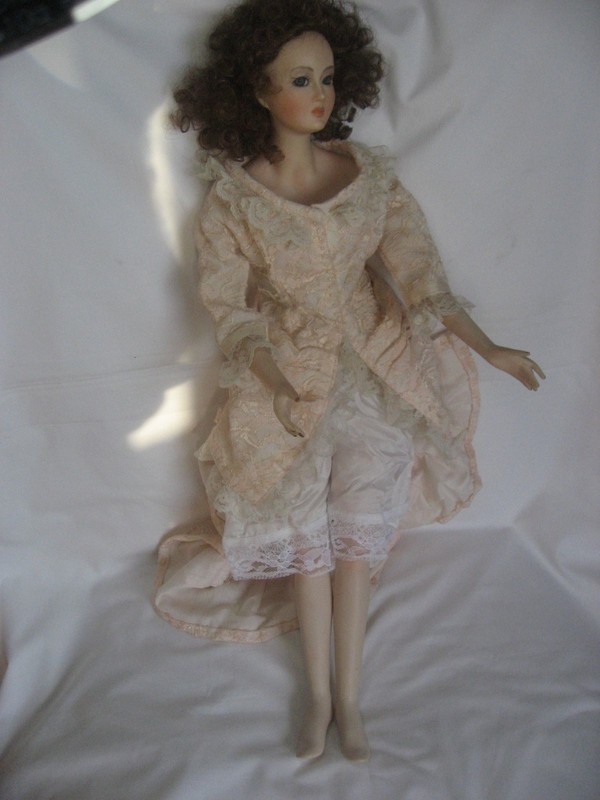 23" Beautiful Porcelain Doll "Michele by Vicky" 1985 Wearing a Victorian Dress