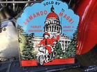 VINTAGE PORCELAIN 1949 ARMANDO MAGRI HARLEY-DAVIDSON DEALER SIGN HYDRA GLIDE PAN