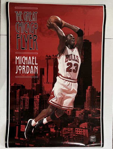Vintage Michael Jordan Poster GREAT CHICAGO FLYER 1996 NBA Chicago Bulls 23x35 - Imagen 12 de 12