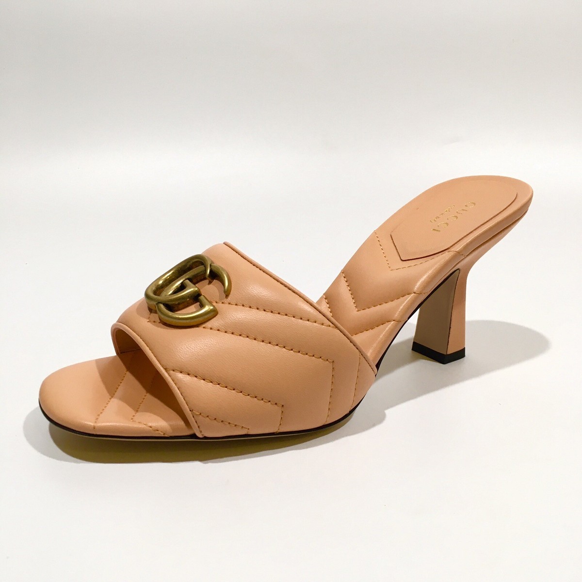 ★GUCCI★ 695202 MARMONT ミュール サンダル GUCCI GG MARMONT QUILTED LEATHER MULE SANDAL -PEACH -US 8.5