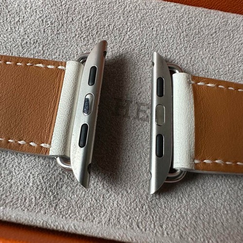 HERMES Apple Watch 45/44/42mm White Leather Band Single Tour Used with Box - 第 10/20 張圖片