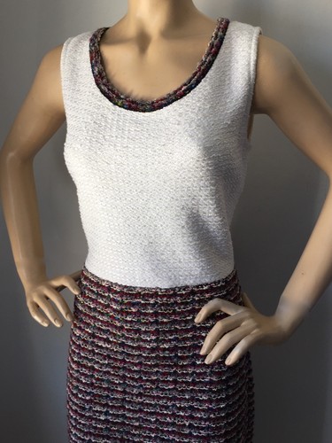 NWT St John Dress size 4 white cream multi tweed - Picture 2 of 6