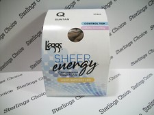 L'eggs Sheer Energy Compression Tights Light Leg Support Size Q Suntan 97843