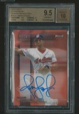 2016 TOPPS FINEST OMAR VIZQUEL INDIANS ORANGE REFRACTOR AUTO 5/25 BGS 9.5 10