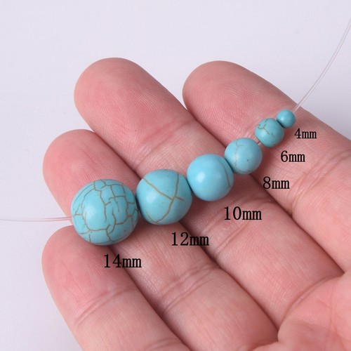 Round Artificial Turquoise Stone 4mm 6mm 8mm 10mm 12mm 14mm Loose Beads DIY Lot - Picture 7 of 9