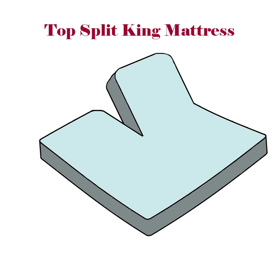 Split Top King Sheet Set Head Split 100% 棉豪华缎质纯色床单 — 第 2/2 张图片