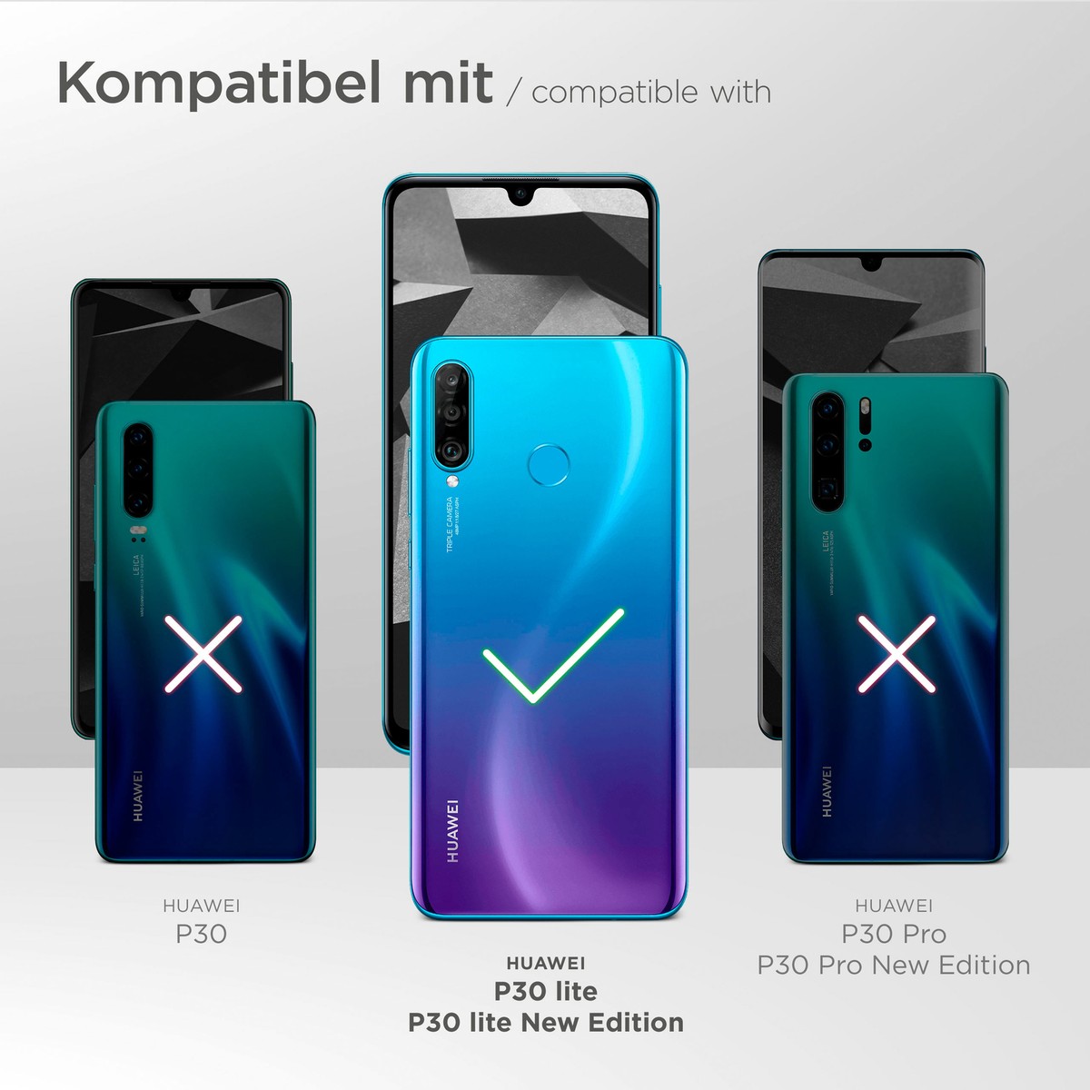 Uposao Handyhülle Für Huawei P30 Lite - Bling Glitzer Flip Case Mit Kartenfächern, Leder-Optik