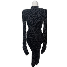Pretty Little Thing Womens 2 Dress Velvet Burnout Zebra Print High Neck Draped