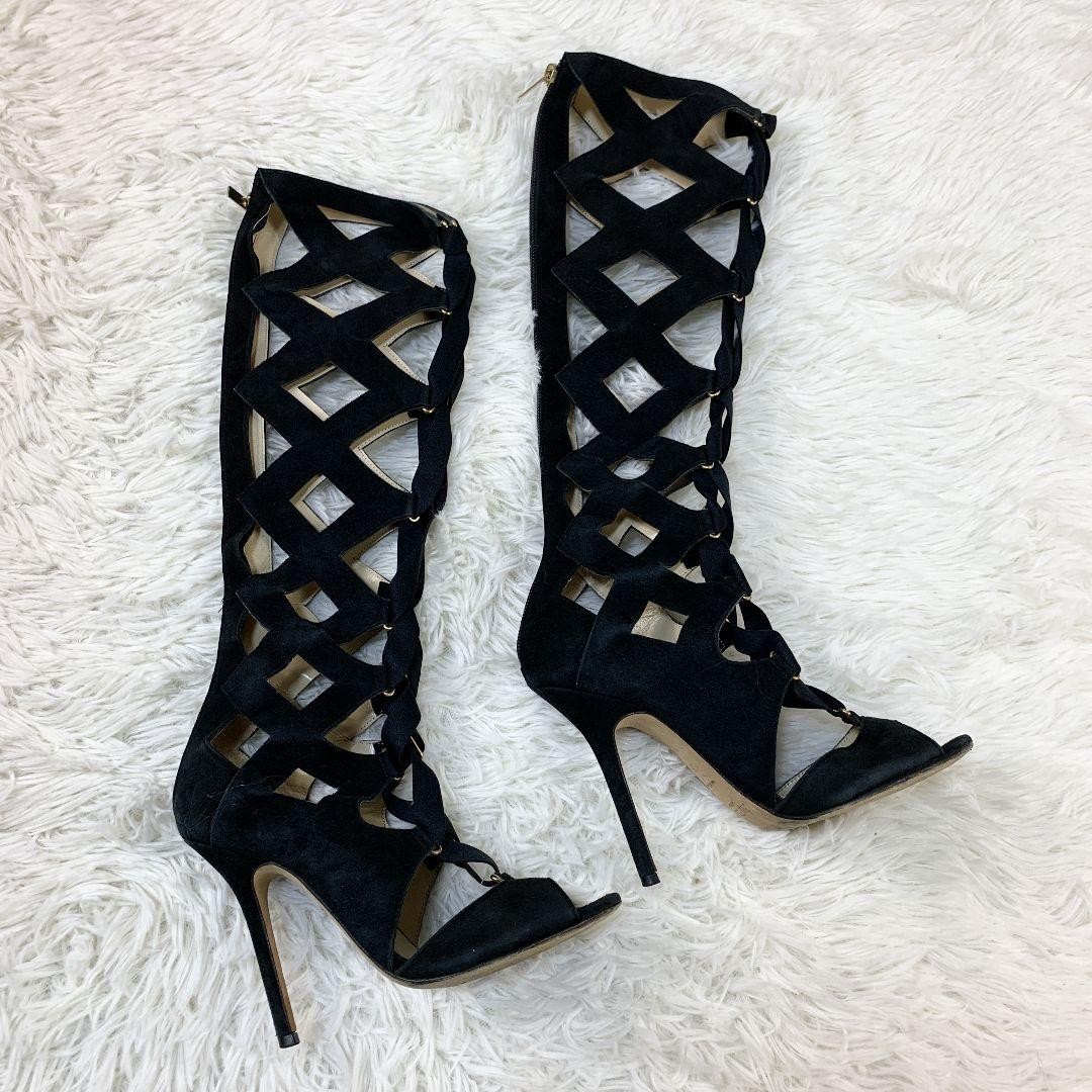 APL Jimmy Choo Mules sandali tacco gladiatore scamosciato nero EU36 US6 69300c