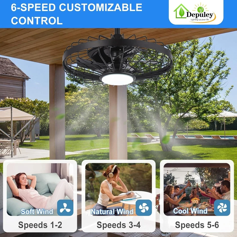 Depuley Outdoor Ceiling Fan with Light: 20 Inch Waterproof Gazebo Fans with Ligh - Image 4 of 4