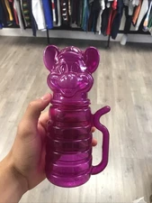 Vintage Showbiz Pizza Time Chuck E Cheese Purple Blow Mold Plastic Bottle/Cup