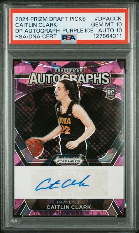 2024 Panini Prizm Draft Picks Caitlin Clark Purple Ice /99 Auto PSA 10/10
