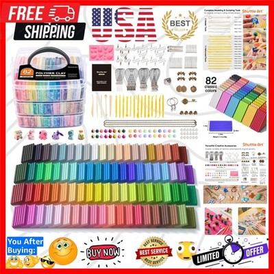 82 Colors Polymer Clay Kit, Oven Bake Clay for Kids, 19 Sculpting Tools, 16 A...