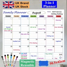 Large Monthly Magnetic Fridge Whiteboard Planner with Weekly and Daily Functions