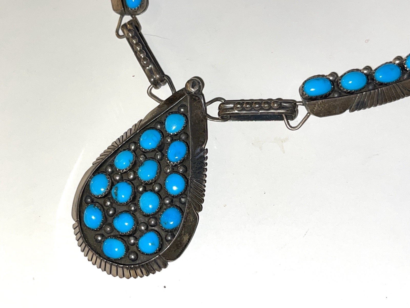 Signed VB Native American Statement Necklace NAVA… - image 2