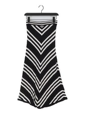 Warehouse Women's Maxi Skirt UK 10 Black Geometric Viscose with Cotton Long Maxi