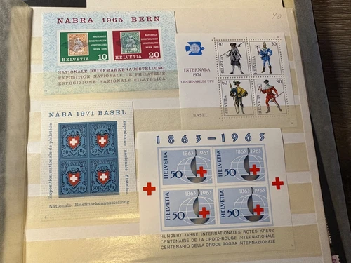 Switzerland Group of 4 Mint Souvenir Sheets plus 2 FDC Cards