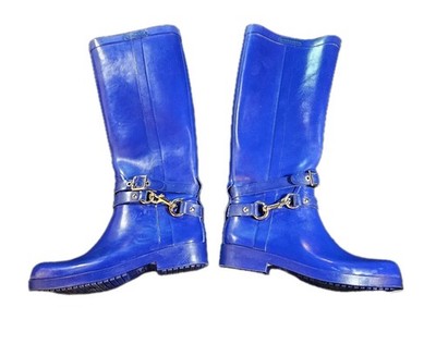Coach Royal Blue Lori Tall  Rainboots Womens SZ 6 B Casual,Equestrian, Dressy