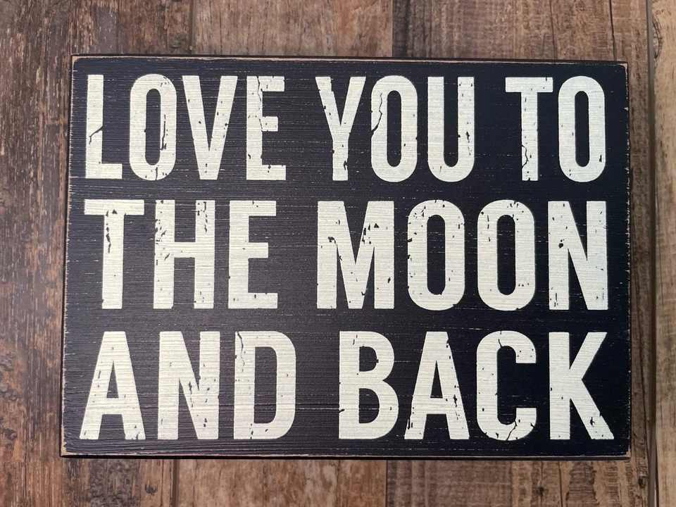 Primitives by Kathy Love You to the Moon and Back Box Sign 7”x5” Decor - Image 2 of 4